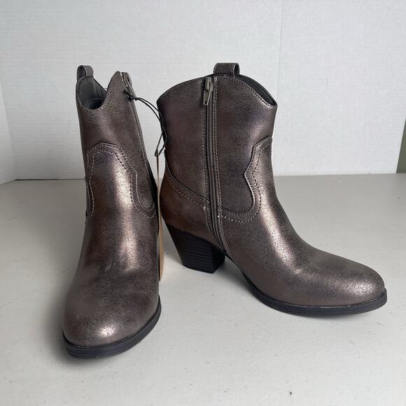 Frye and Co Daxx Stacked Heel Cowboy Boots Platinum Western Shoes Women's 6.5 - Picture 8 of 14